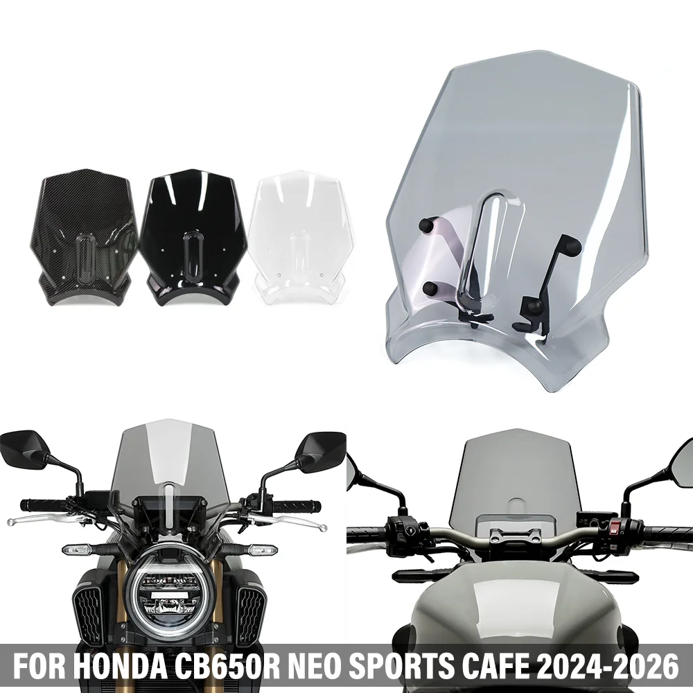 Motorrad-Frontverkleidung Windschutzscheibe für HONDA CB650R NEO SPORTS CAFE 2024-2026 Windabweiser-Schutz mit Halterung