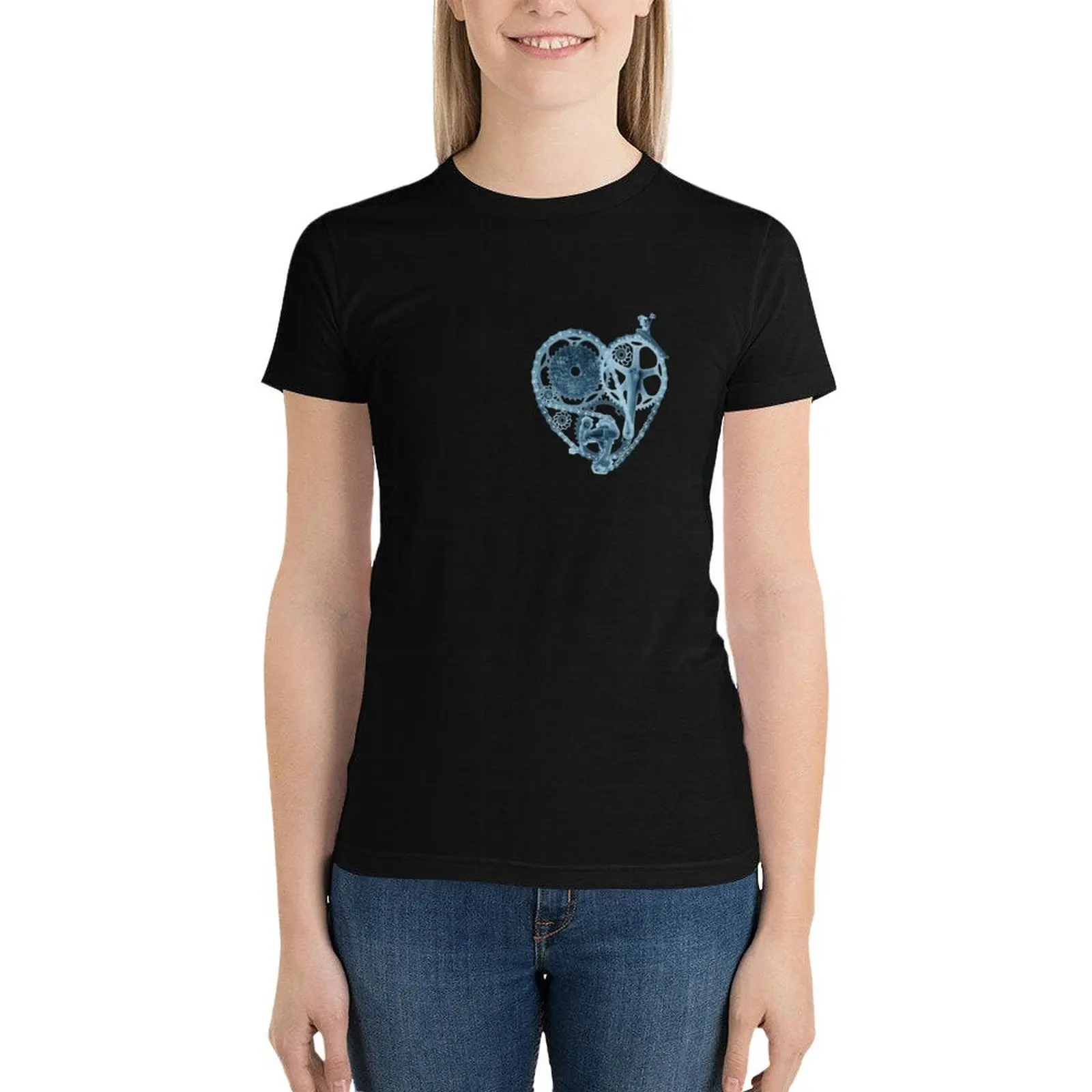 Bike Lover Heart x-ray T-Shirt aesthetic clothes Short sleeve tee summer top funny woman t shirt