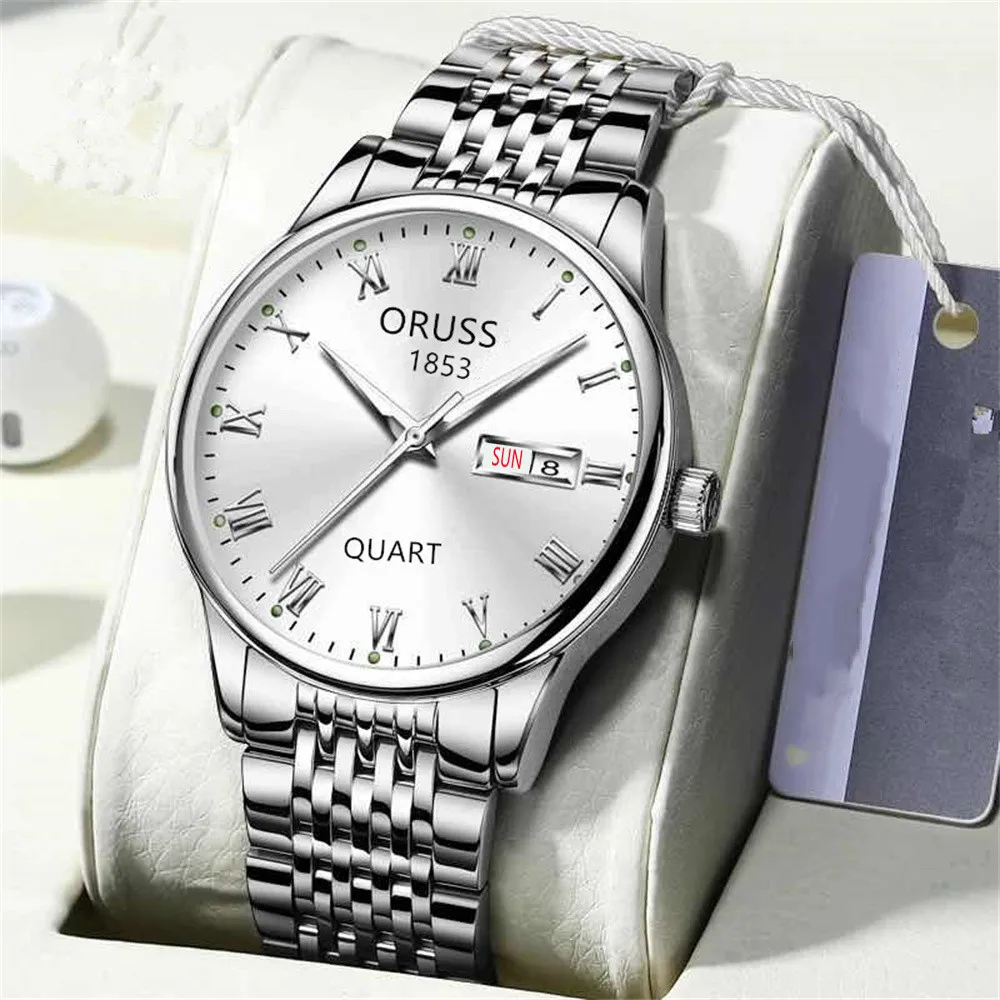 Men's watch atmospheric class gentleman business all durable handsome double calendar simple men's watch