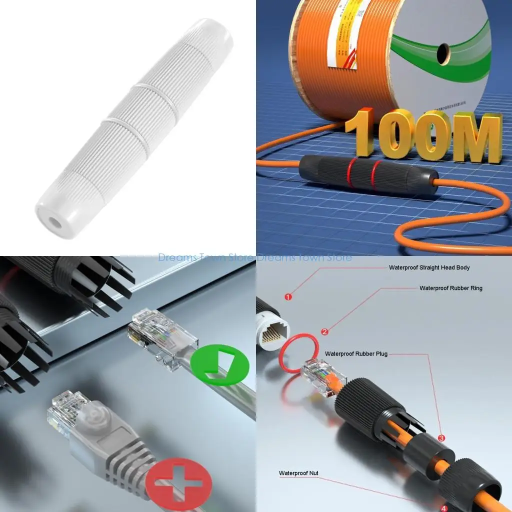 HX6A RJ45 Waterproof Connector IP67 Ethernet Cable Strong Resistant to Pull Easy Installation Cable Extender