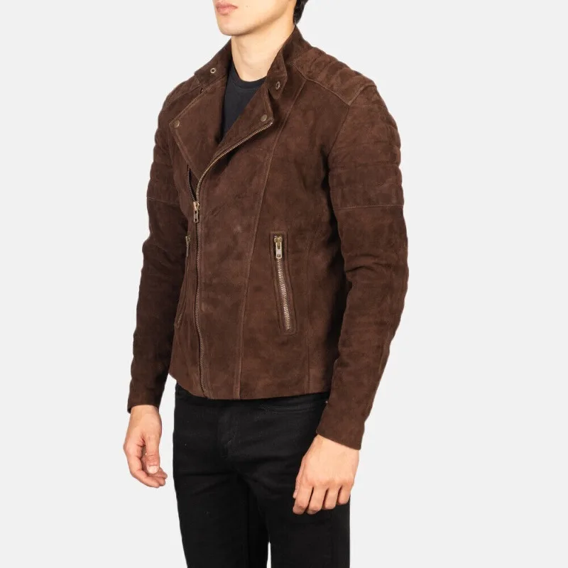 Man's Real Leather Jacket for Men's Brown Vintage Suede Leather Biker Jacket Fashion Trends