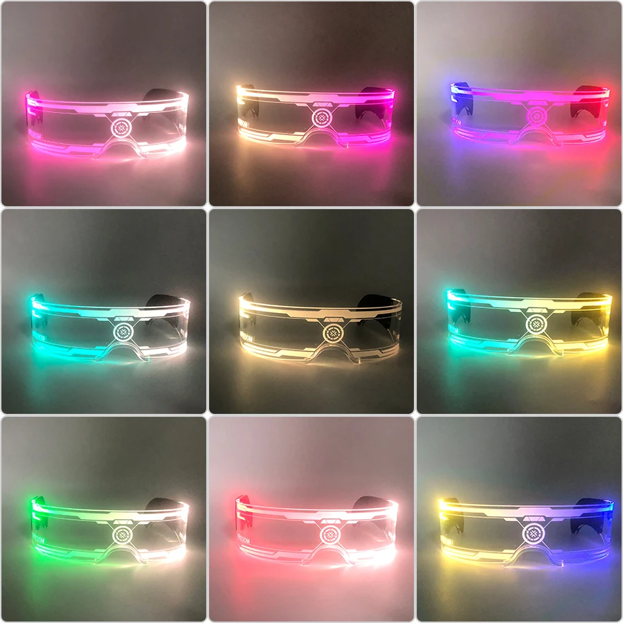 Coole leuchtende LED-Brille, blinkende Partybrille, futuristische transparente LED-Brille für Nachtclub, DJ, Tanzparty-Dekoration – Detail 26