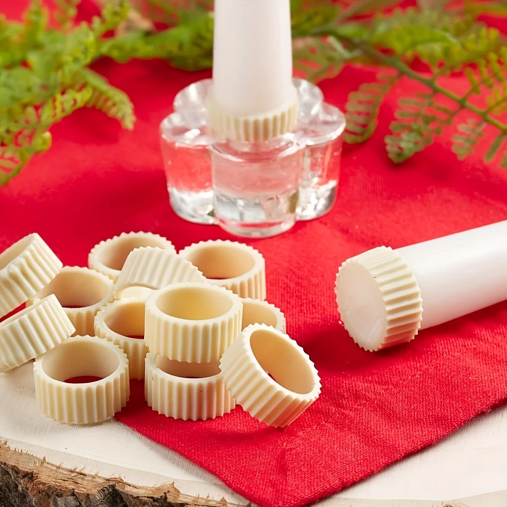 Silicone Candle Holder Anti-Tip Anti-Spill Wax Tray Protector Ring for Taper Candles, Reusable Non-Slip Candle Stand for Christm