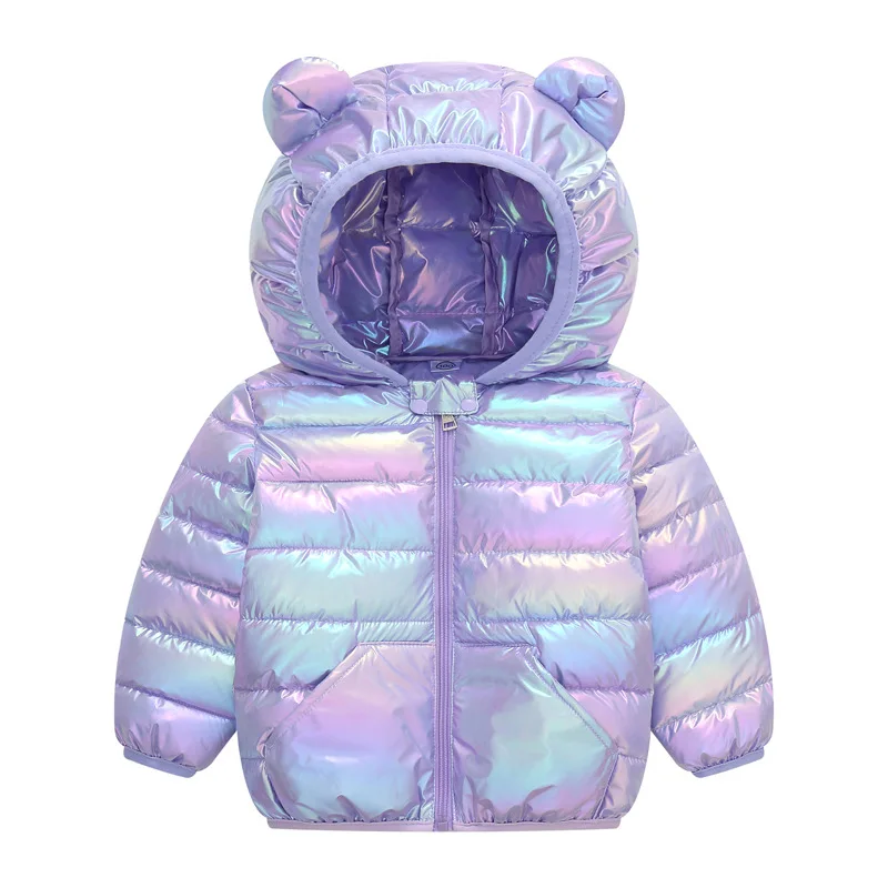 Glossy Fabric Antifouling Boys Girls Hooded Down Jackets Kids Winter Autumn Warm Outerwear Fashion Coat Children Casual Clothing