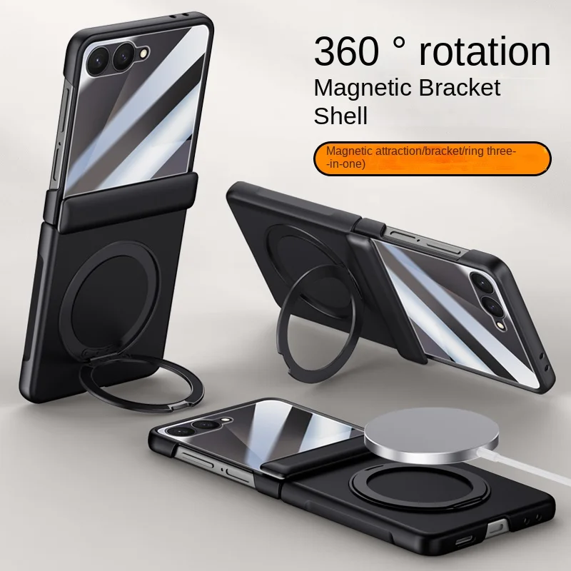 

For Samsung Galaxy Z Flip 7 Case Luxury Hard Skin Magsafe Ring Stand Magnetic Protective Back Cover case For Z Flip7 Phone Shell