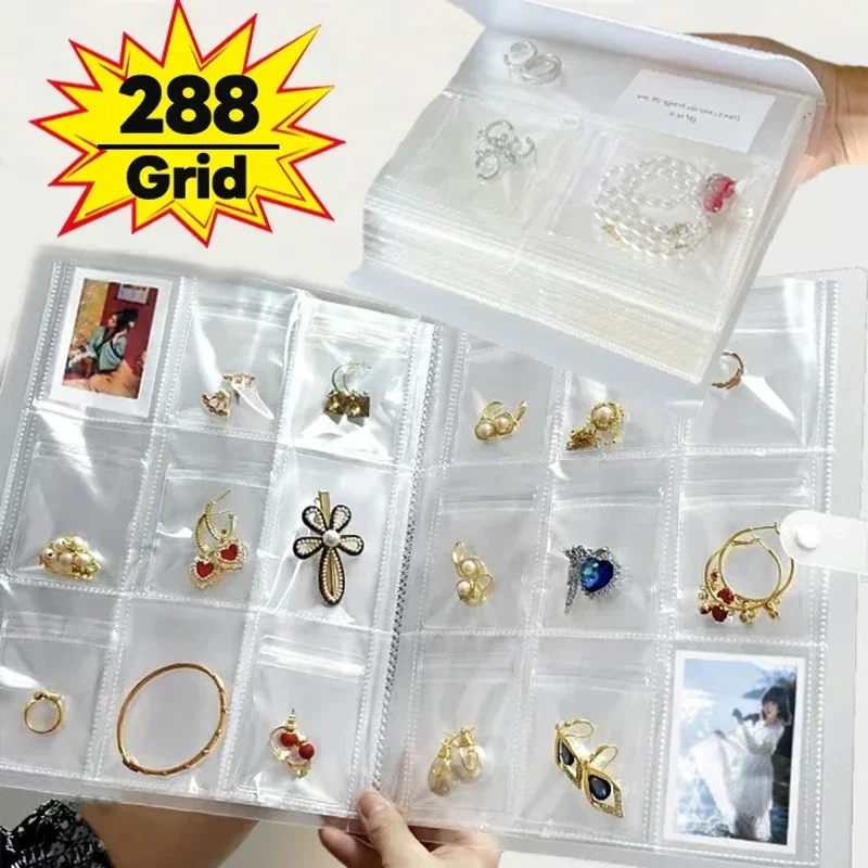 

Transparent Anti-oxidation Jewelry Storage Albums PVC Plastic Zipper Bags Desktop Drawer Display Organizer Jewelry Storage Books