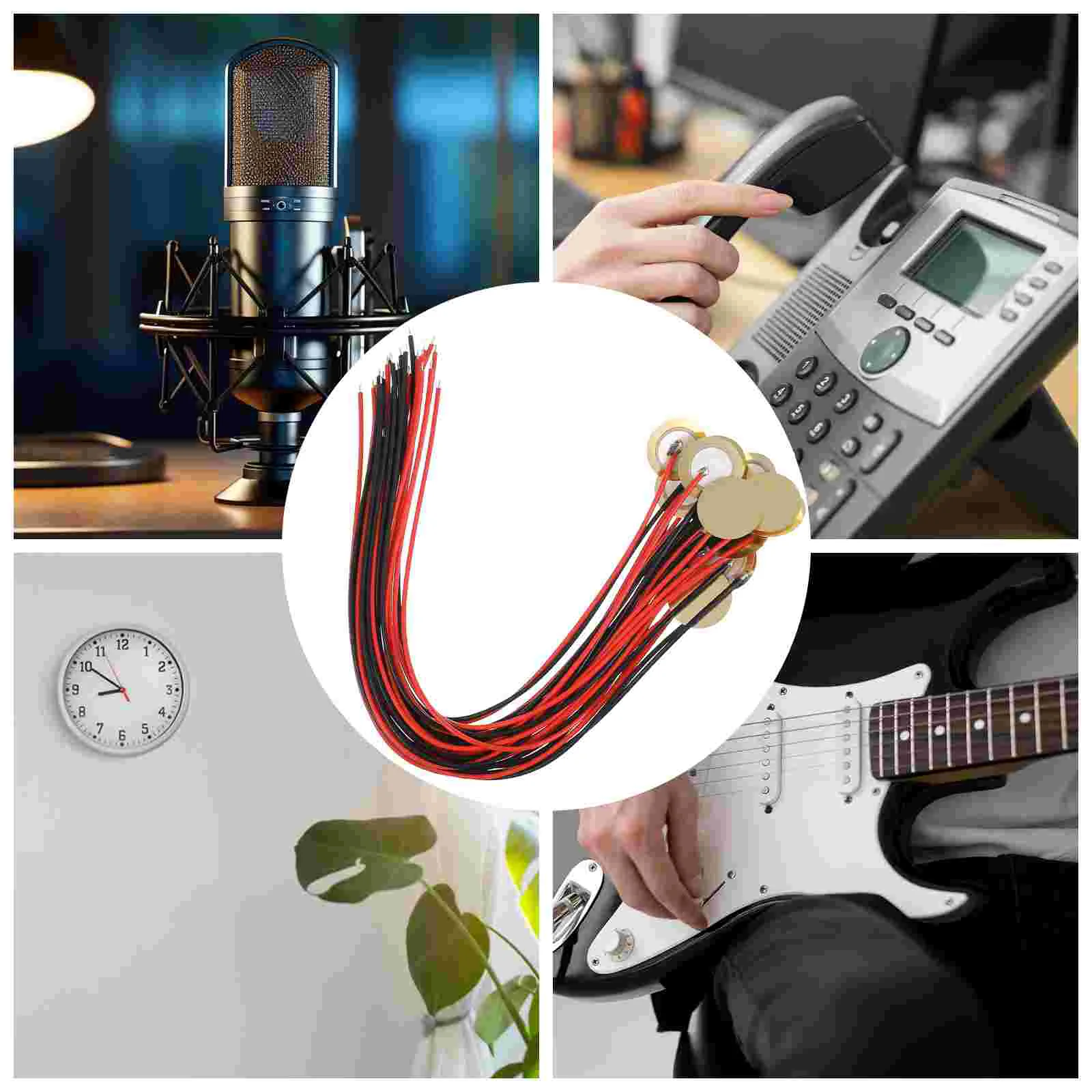 15 Pcs Brass Pickup Piezo Transducer Guitar Parts Drum Trigger Microphone Amplifiers Discs ContactPiezo Acoustic Musical