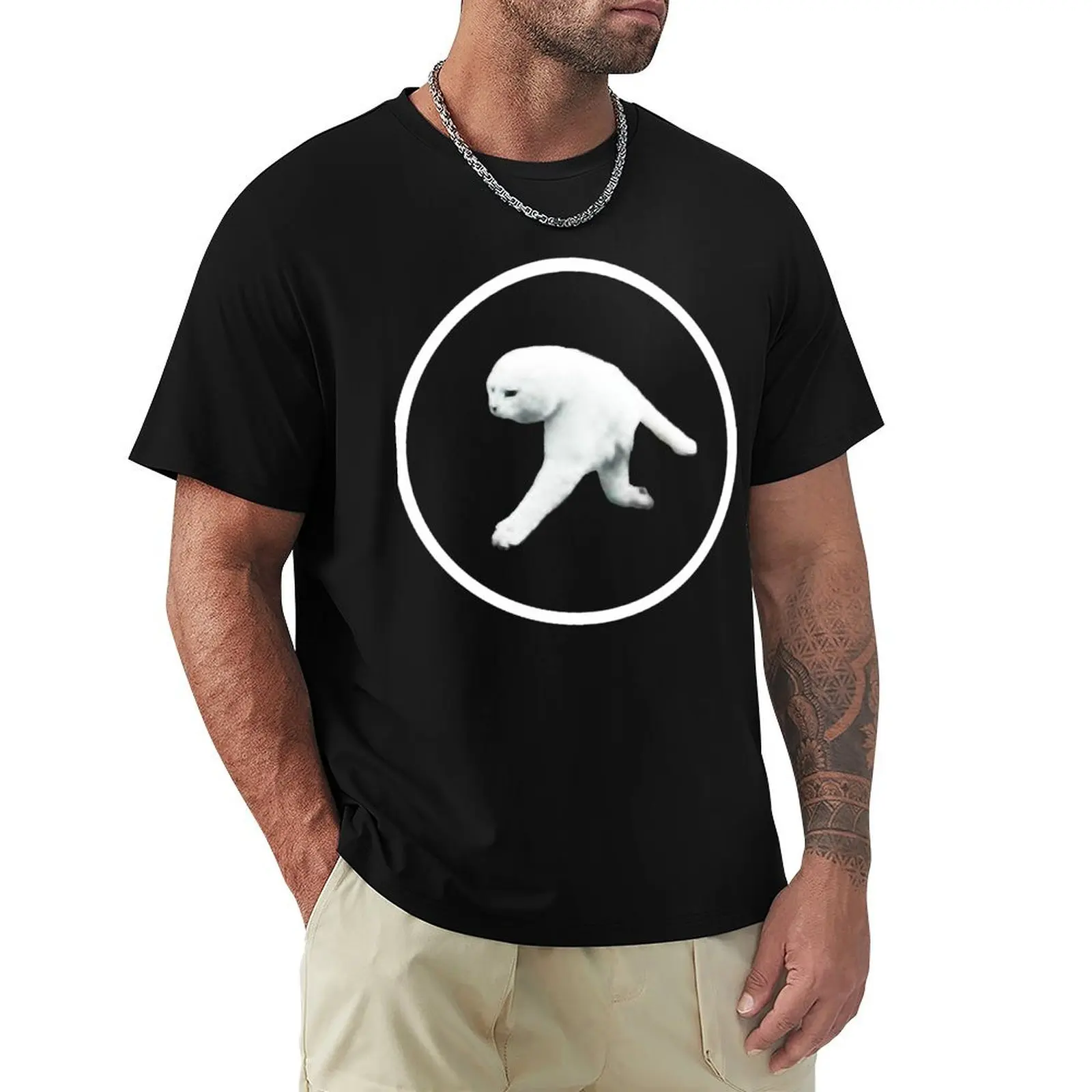 Aphex Twin - Two legged cat (white logo) T-Shirt men t shirt cotton 100% T-Shirt