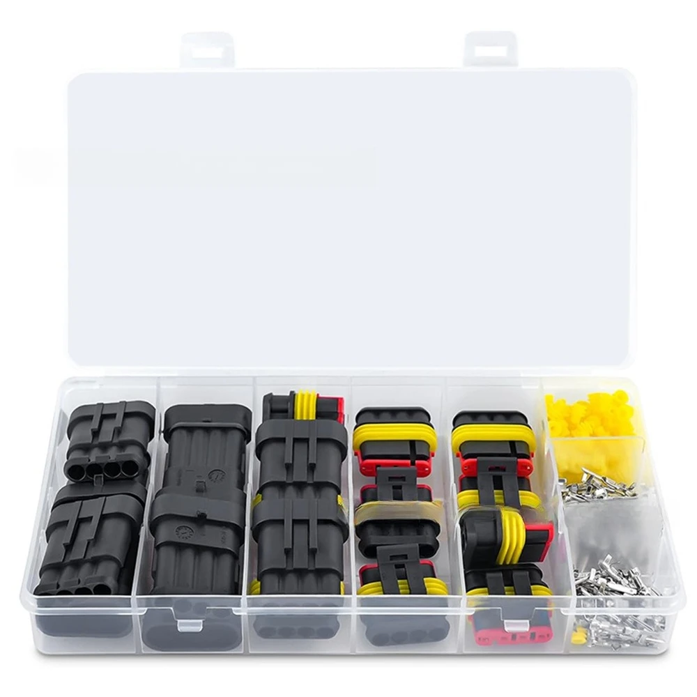 180Pcs Boxed 4 Pin HID Automotive Waterproof Connector Kit, Male Female Sealed Plug for Car Wiring