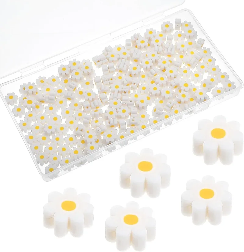 100Pcs Daisy Beads Handmade Flat Small Flower Loose Spacer Bead for Women Bracelets Necklace Earrings DIY Craft Jewelry Making - view 2