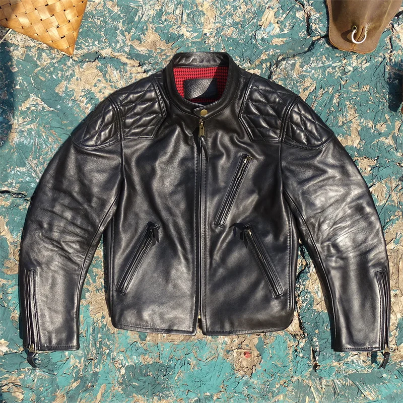 

Tailor Brando Italian Vegetable Tanned Cowhide Classic Venom Vintage Motorcycle Genuine Leather Jacket