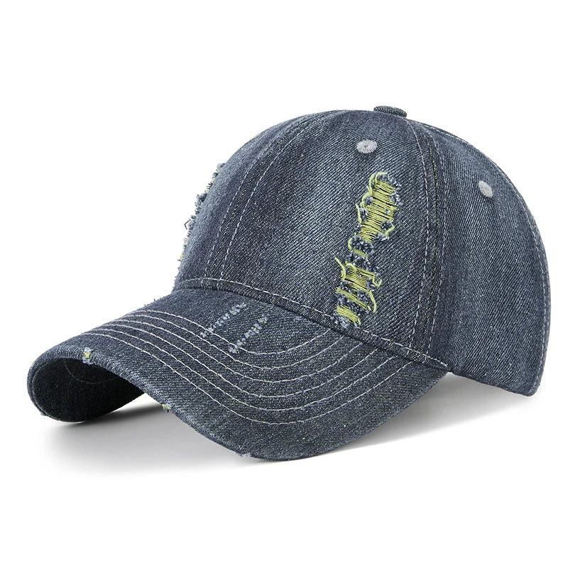 

Baseball Cap Denim Jeans Men Women Curve Bill Fitted Hat Sun Protection Accessory For Golf Holiday Running Sports Outdoor