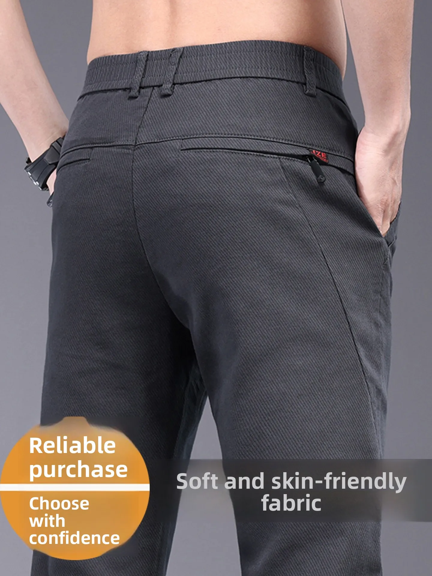 

High-End Men's Casual Pants Elastic Busin Straight Leg West Pants Slim Fit Autumn Winter Fce Bla Long Trousers