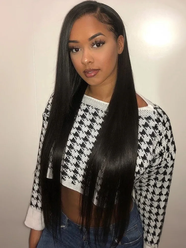 

Human Hair 13x4 Glueless Wigs Ready To Wear Bleached Konts Transparent Straight 7x5 Lace Frontal Wigs For Women Pre Cut No Glue