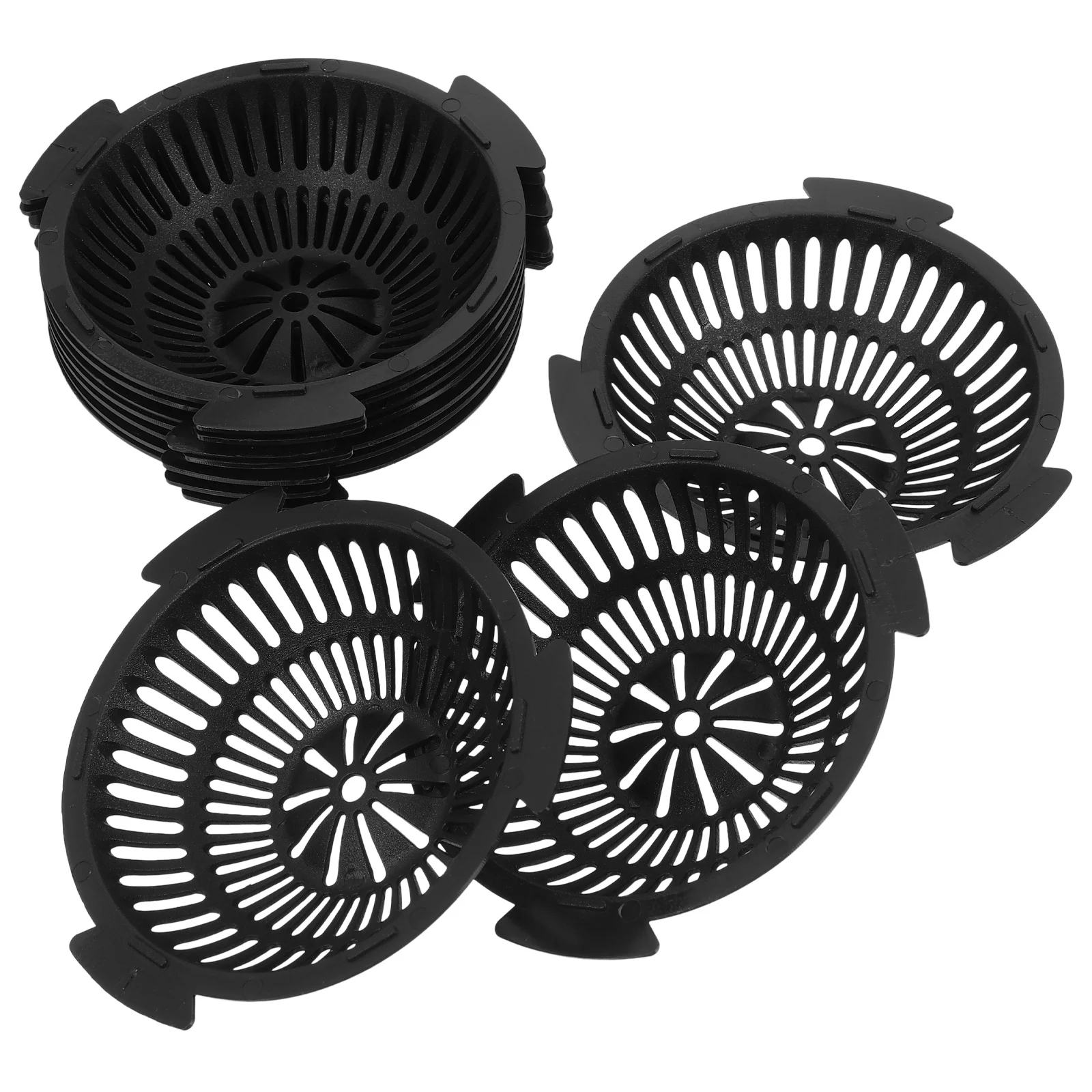 10 szt. Siatka drenażowa do doniczek w kształcie misy, zapobiegająca wyciekaniu gleby, mata siatkowa do kwietników, podkładka do bonsai, plastikowa baza filtrująca