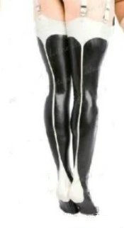 

New Design Latex Sock Rubber Stylish Women Black And White Sexy Stocking Size XS-XXLCosplay,Masquerade