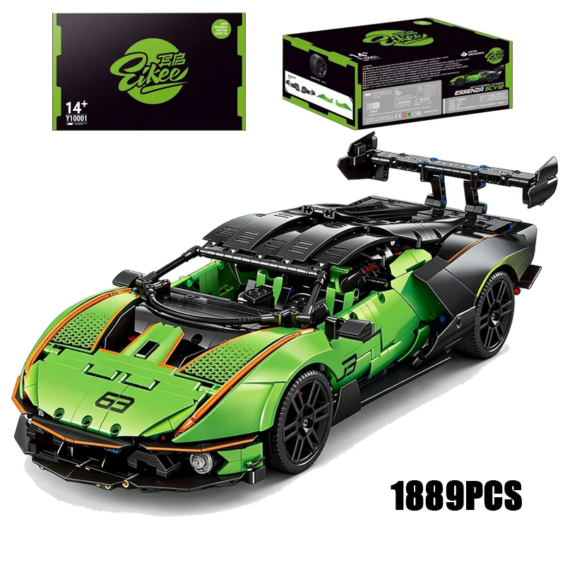 

1889PCS Technical 1:10 Essenza SCV12 Super Car Building Blocks Mechanical Racing Vehicle Model Gift For Children Adult