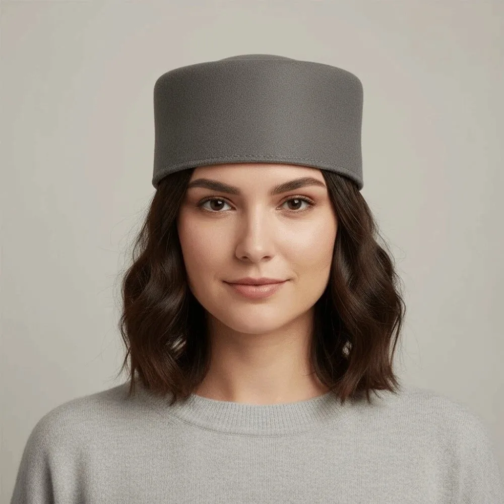 Vintage Looking Pillbox Hat Air Hostess French Style Woolen Top Hat Solid Color Dome Formal Hat Masquerade Party