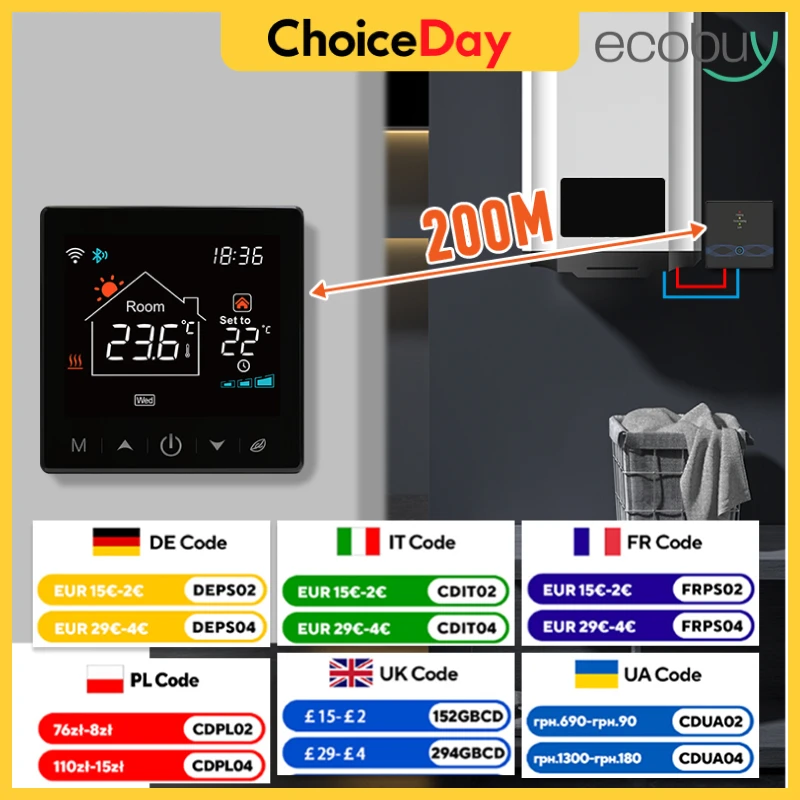 

Tuya Wifi Boiler Thermostat Wireless Gas Boiler Thermostat 433Mhz Water Heating Digital Temperature Controller Alexa Google Home