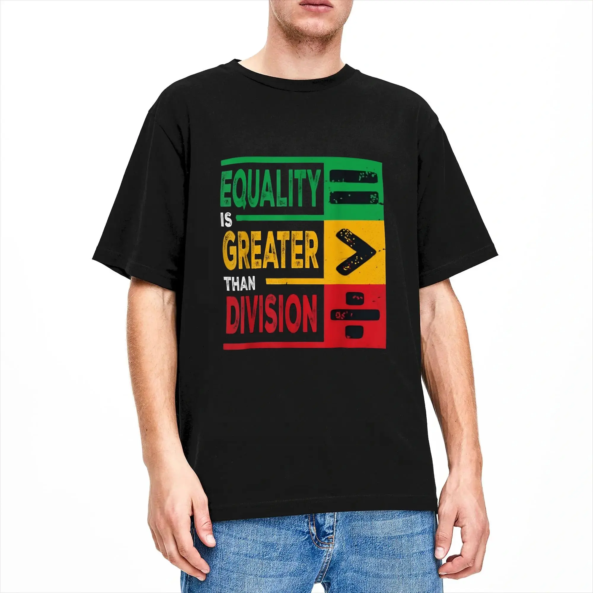 Equality Is Greater Than Division Math Black History Month T-Shirt Summer  100 Cotton T Shirts For Men Fashion Custom DIY Tshirt