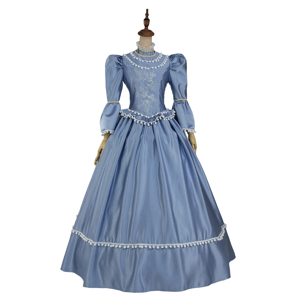 

Medieval Light Blue Renaissance Rococo Belle Marie Antoinette Dress Sallon Girl Gothic Victorian Ball Gown Theater Clothing