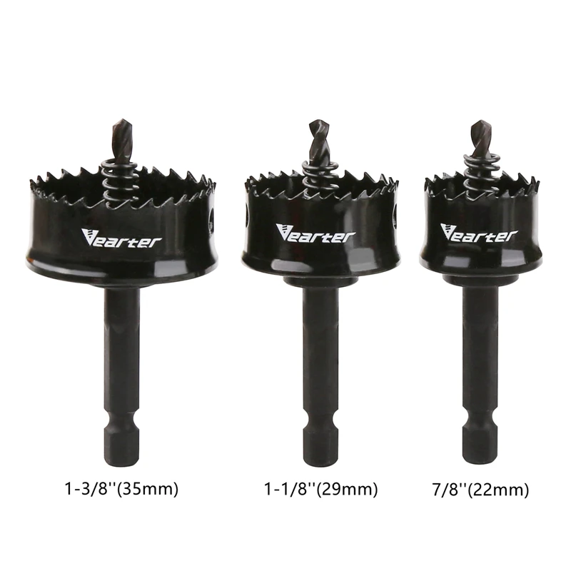 Imagem -02 - Vearter Pacote 22 29 35 mm M42 Bi-metal Buraco Viu Kit 6.35 mm Hex Haste Impacto Broca Conjunto para Chapa Metálica Madeira Plástico Aço Pvc