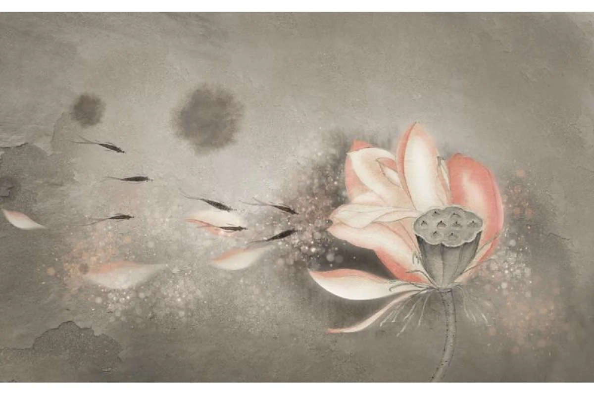 Customized 3D Mural Wallpaper Chinese Retro Ink Lotus Beautiful Abstract Hand-Painted Tv Background Wall Home Decoration