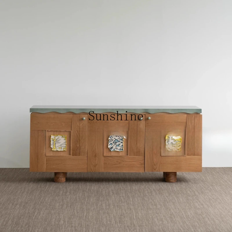 

Medieval Art Square Edge Design Creative Living Room Solid Wood Home Locker