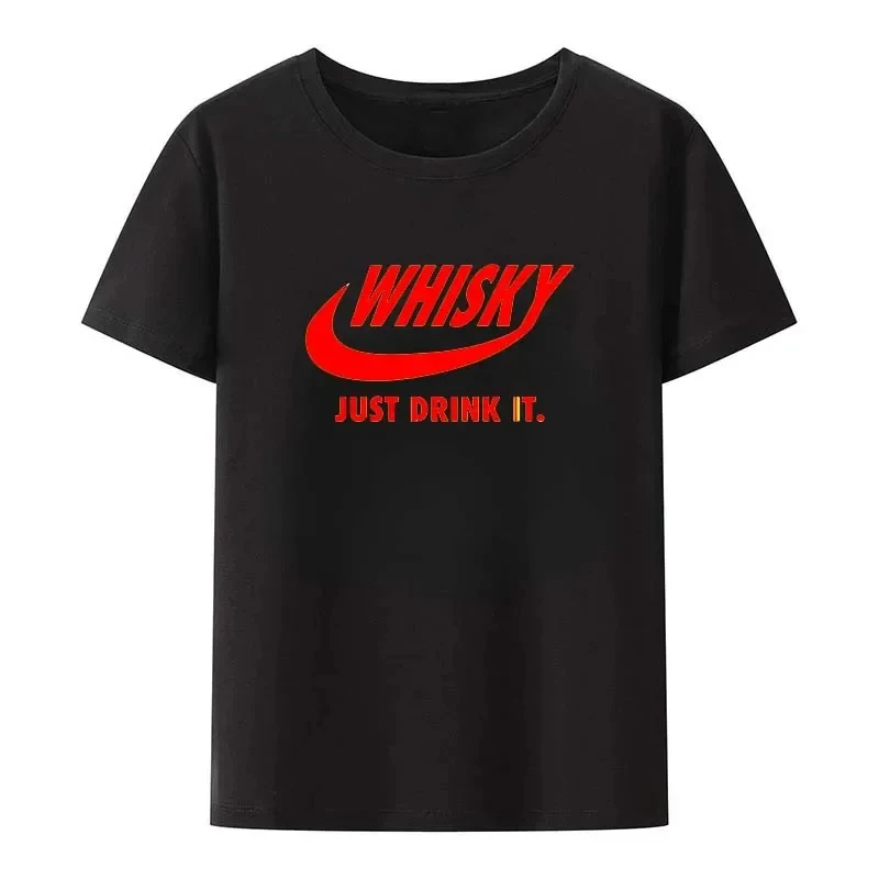 Summer Hot Sale Novelty Drink Whisky T Shirt Man Short Sleeve Fashion Hip Hop Crewneck Big Size Whiskey Print Men T-Shirt