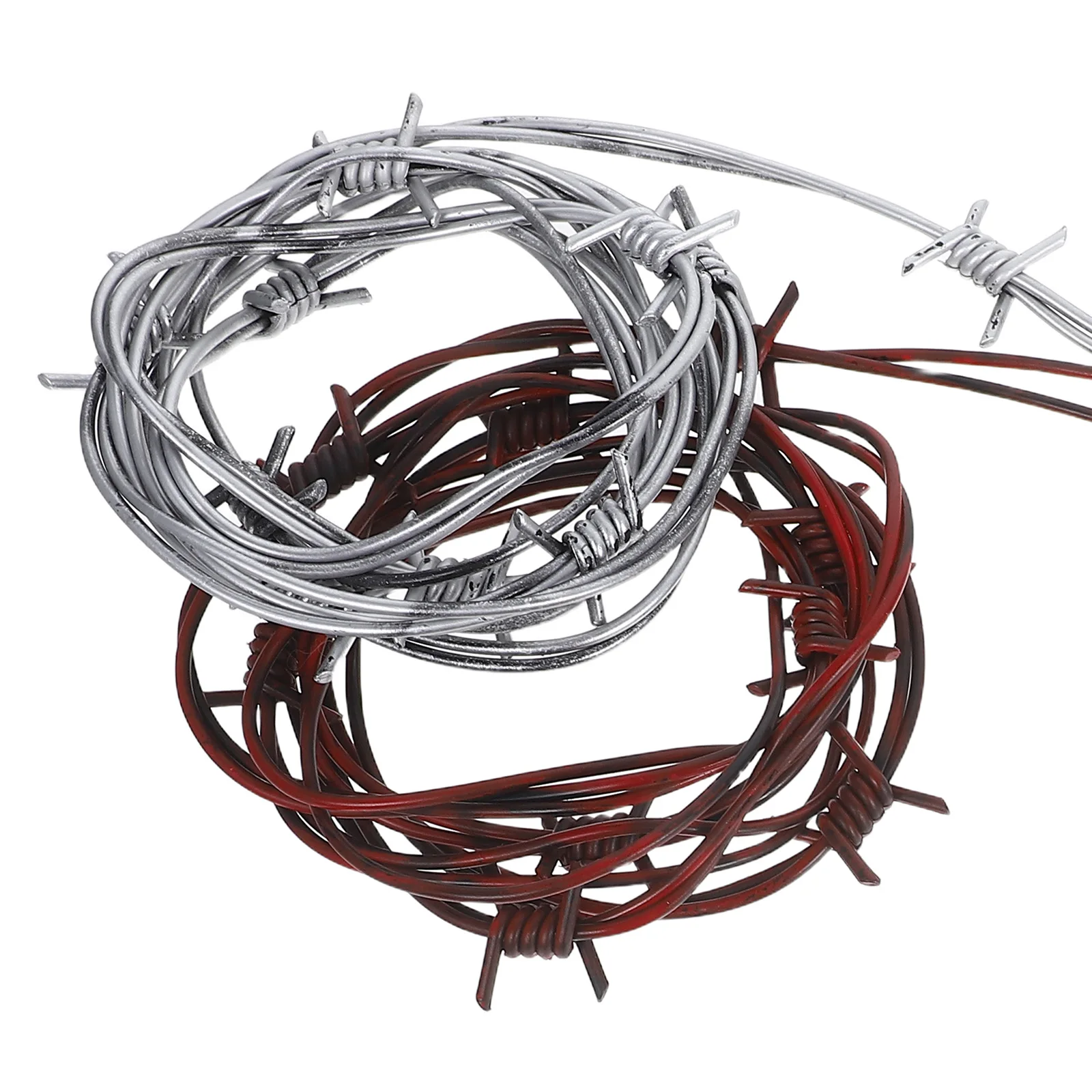 

2 шт., украшение из колючей проволоки на Хэллоуин, 2,5 м, реалистичный пластиковый поддельный шнур с колючей, страшный реквизит для вечеринки, дом с привидениями, спасательная комната