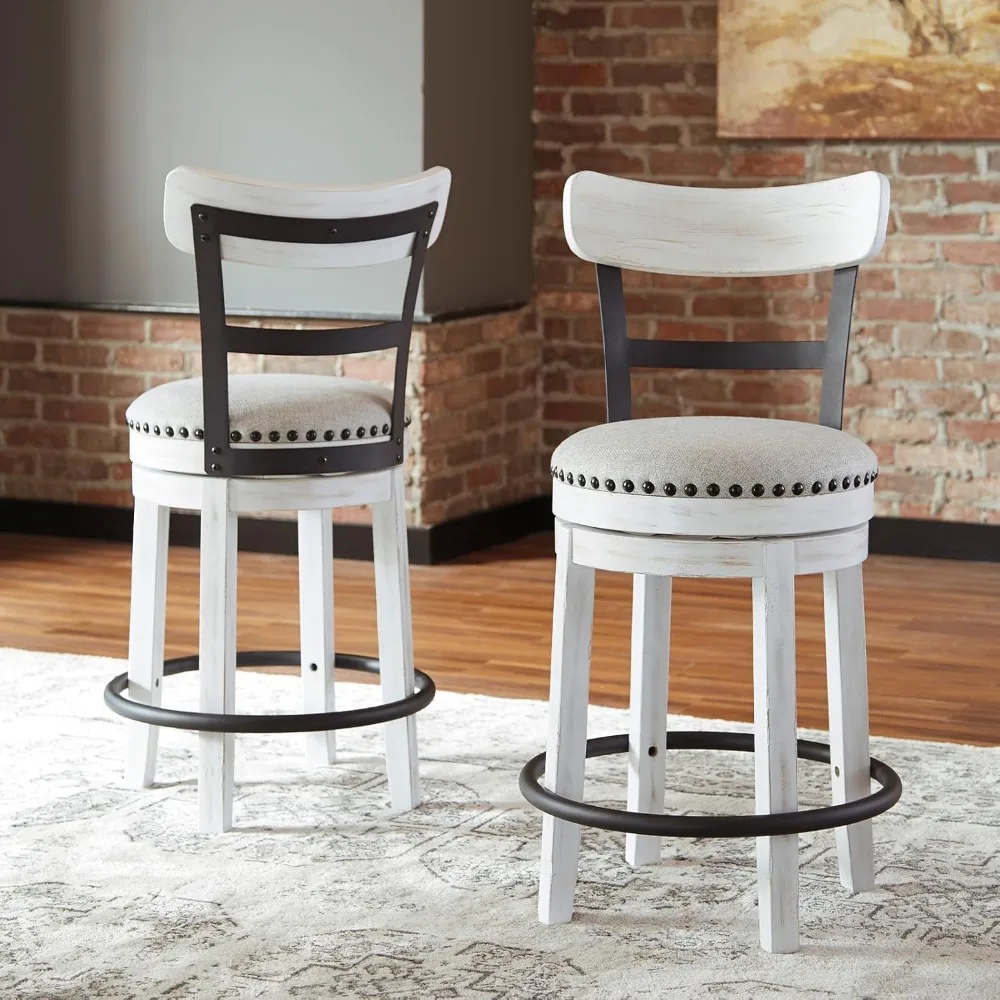 Valebeck 24.5" Modern Swivel Counter Height Barstool, Whitewash