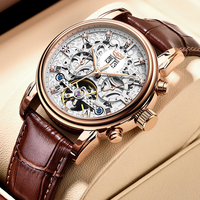 LIGE Brand Classic Mens Automatic Mechanical Watch Luxury Tourbillon Watches Leather Waterproof Military Wristwatch Montre Homme