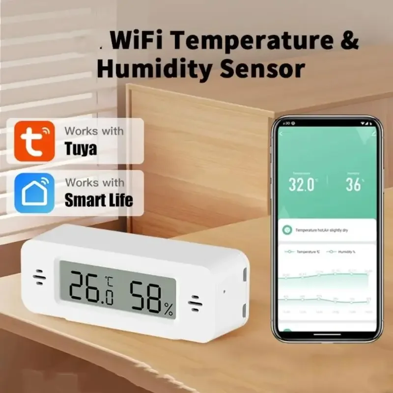 

Accuracy WIFI Enabled Temperature & Humidity Sensors Compact Designs Indoor Climate Monitor for Home Real Time Alerts M4YD