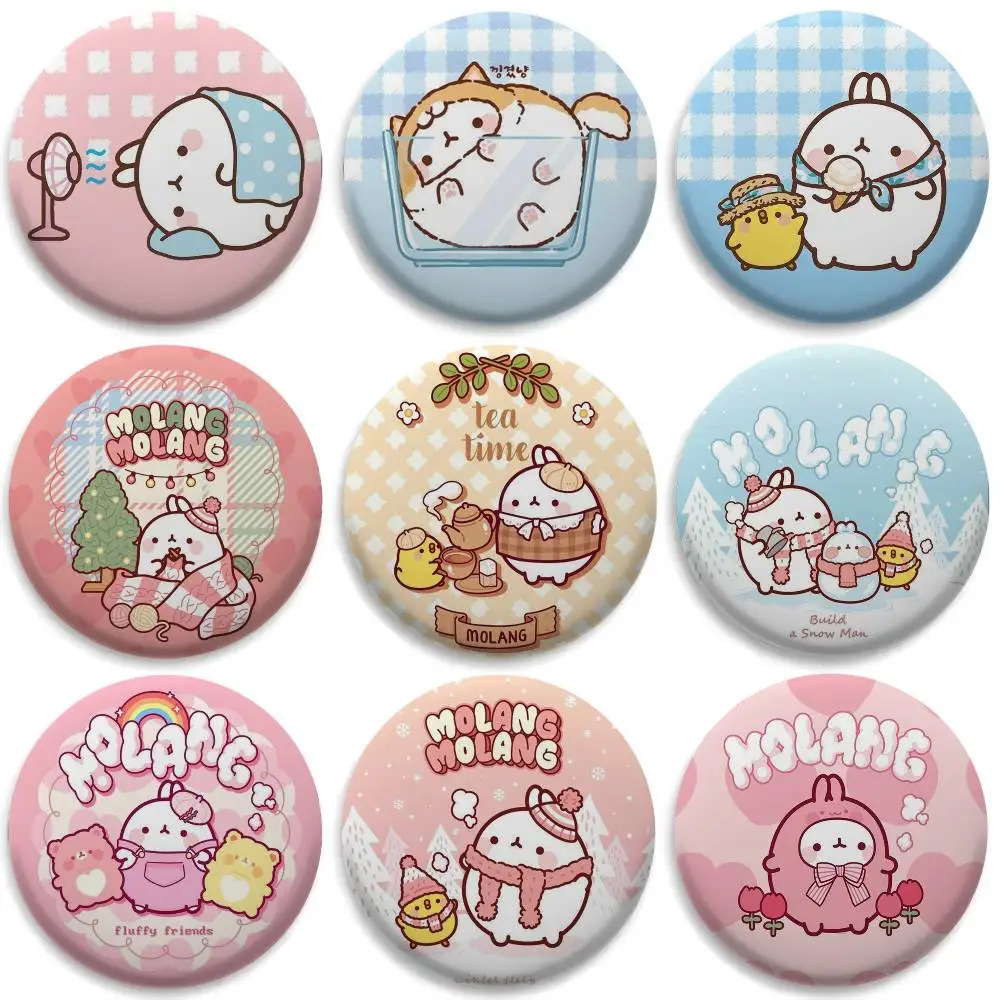 

Cartoon M-MolangS Rabbit Badges Round Exquisite Badge Brooches Creative Pins For Clothes Hat Backpack Gift Accessories