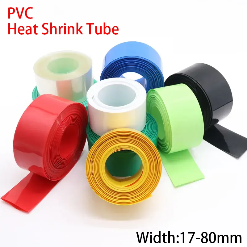 2/5m PVC Heat Shrink Tube Heat-shrink Film Width 23 ~ 80mm Insulation Sheath Cable Sleeve Wraping Cover 18650 Battery Case