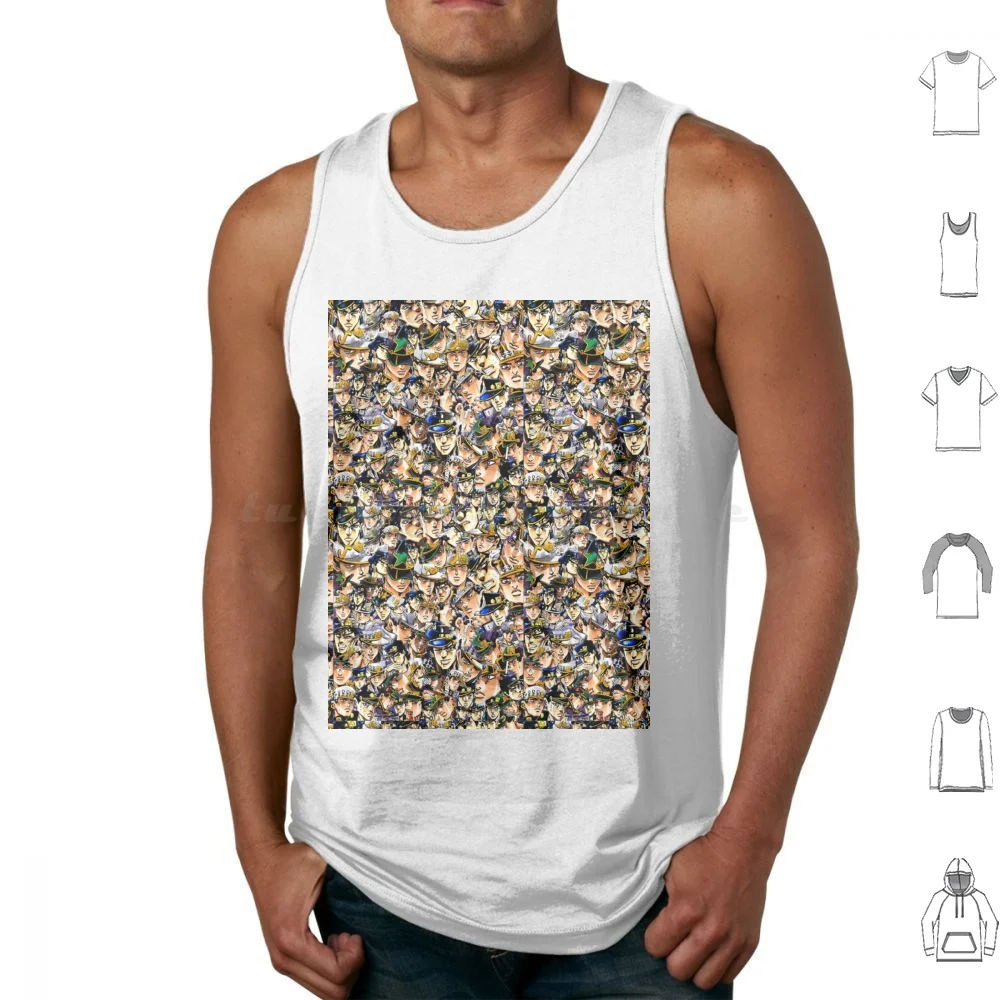 Jotaro Tank Tops Print Cotton Jotaro Jojos Bizarre Adventure Anime Manga Collage Cool Flask Anime Collage