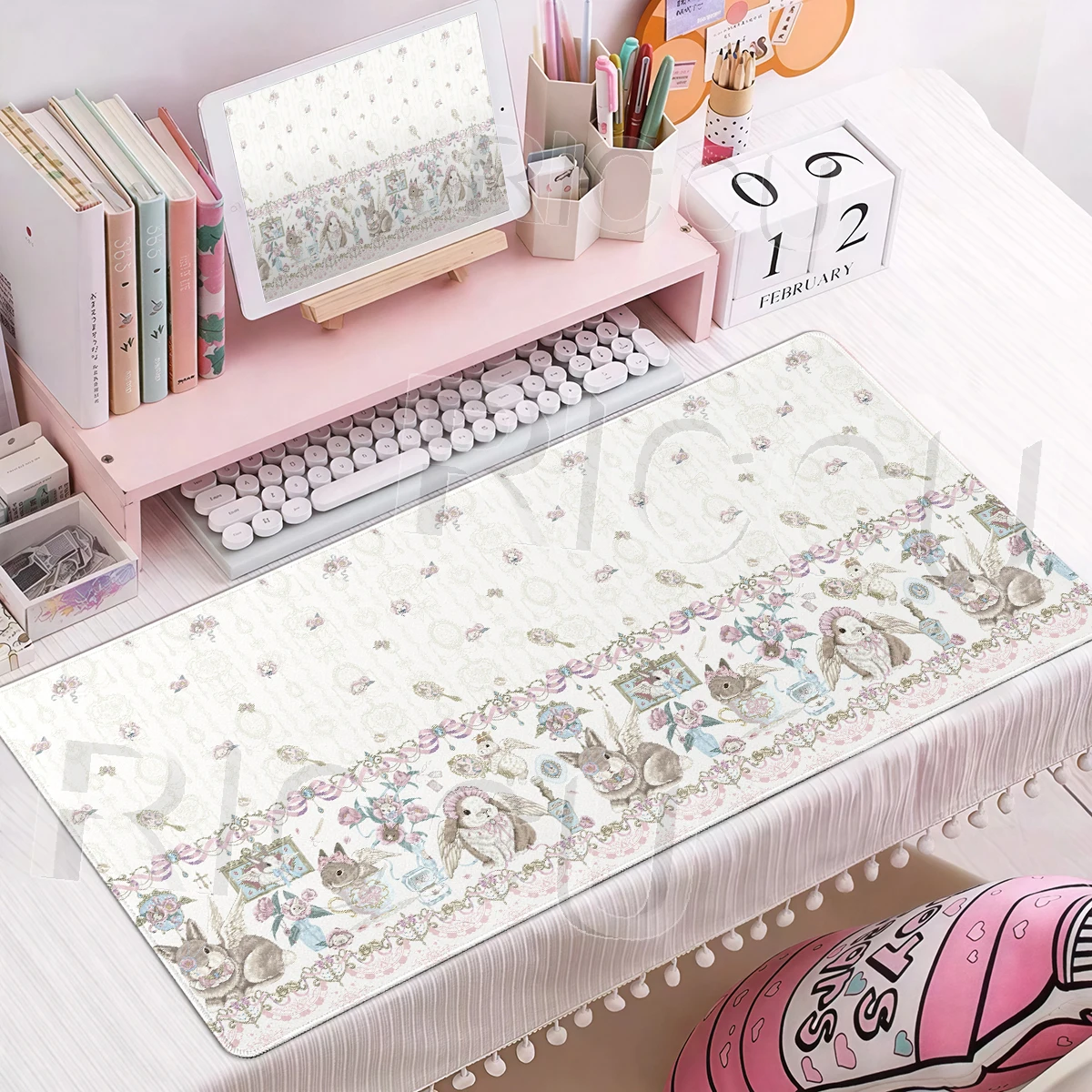 Lolita Style Cute Bunny Mousepad Desks Decort Rabbit Large Mouse Pad PC Keyboard DeskMat Rubber Nos-Slip Pads Office Accessories
