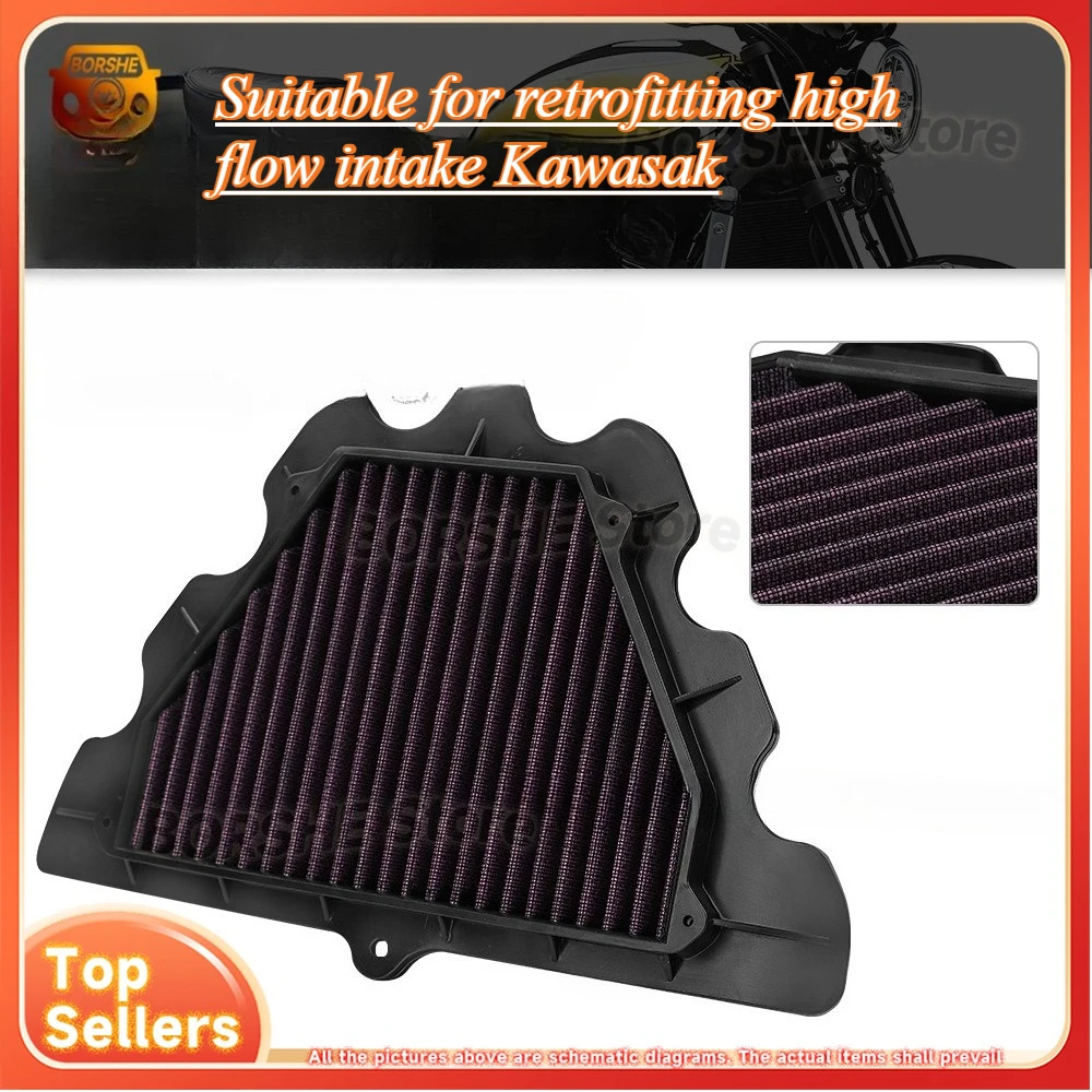 

2025 Suitable for retrofitting high flow intake Kawasaki motorcycle air filter air grid filter