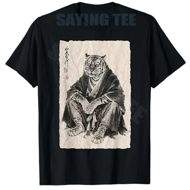 Lustiges Tiger Tuff Meme Ukiyo-e Japanische Kunst Vintage T-Shirt Y2k Cartoon Anime Ästhetische Kleidung für Männer Niedliche Streetwear Cooles T-Shirt – Detail 3