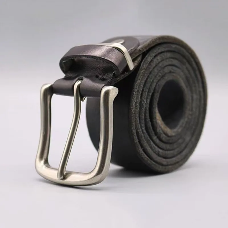 남성용 벨트 천연 가죽 소가죽 벨트 빈티지 합금 핀 버클 청바지 벨트 스트랩 캐주얼 가죽 벨트