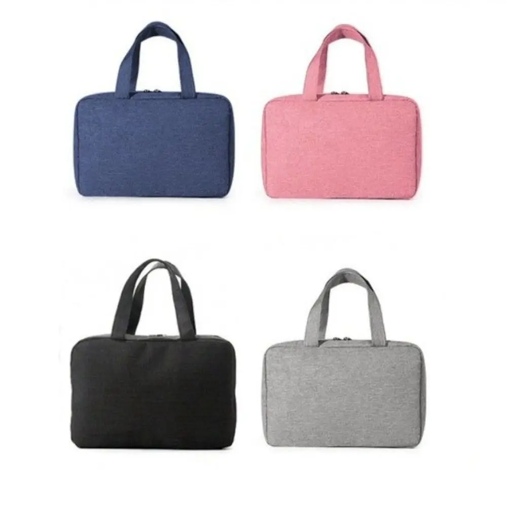 Bolsas de cosméticos colgantes informales de Color sólido, bolsa de almacenamiento de artículos de tocador con cremallera de gran capacidad, bolsas de maquillaje impermeables separadas en seco y húmedo para hombres