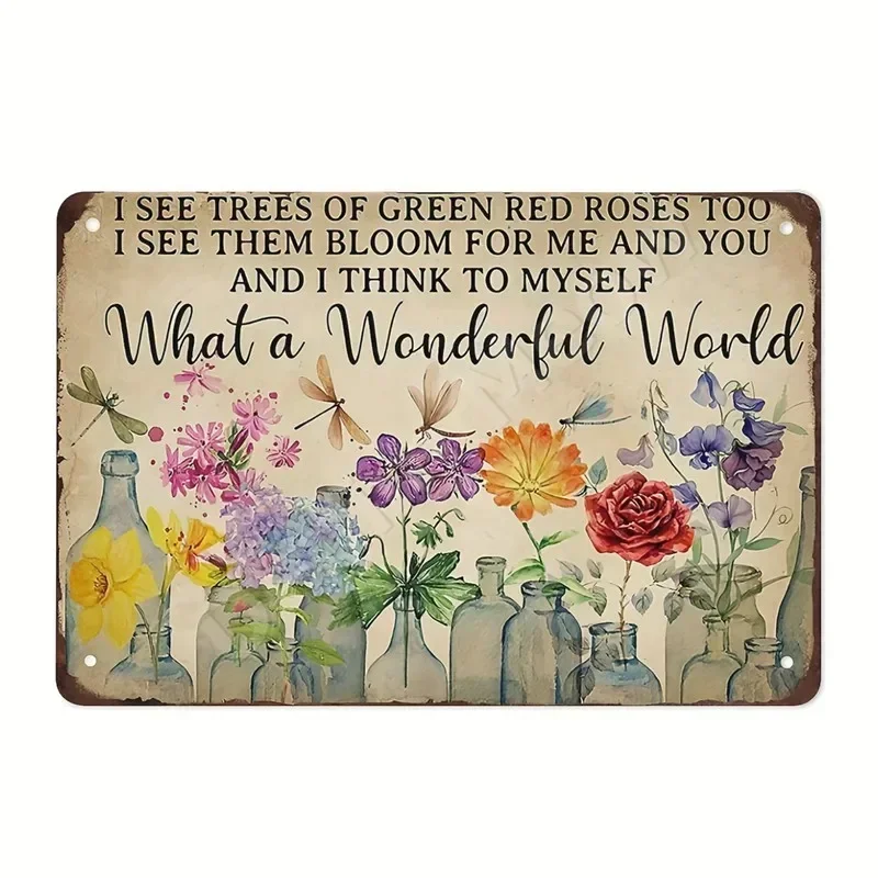 Vintage tuinplanten thema metalen blikken bord retro zonnebloem kamerplant wanddecoratie voor huis patio tuin tuinieren rustieke ijzeren P