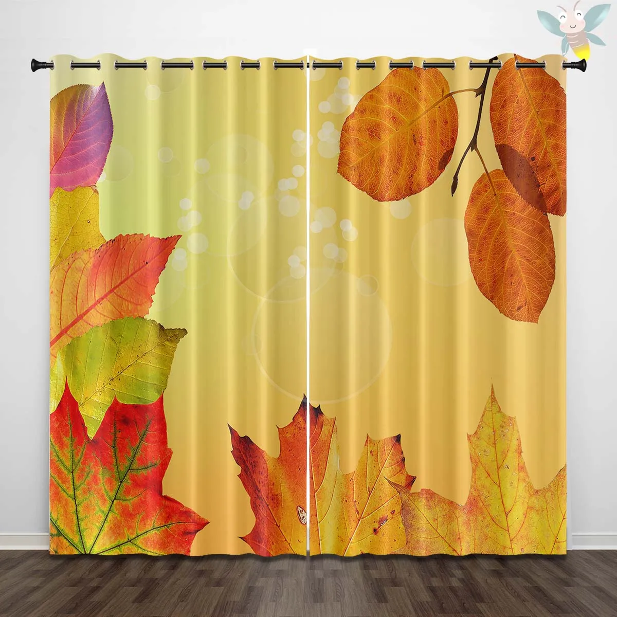 Autumn Maple Leaves Blackout Curtains Thermal Insulated Curtains for Bedroom Living Room Balcony 2PCS Total Privacy Decoration