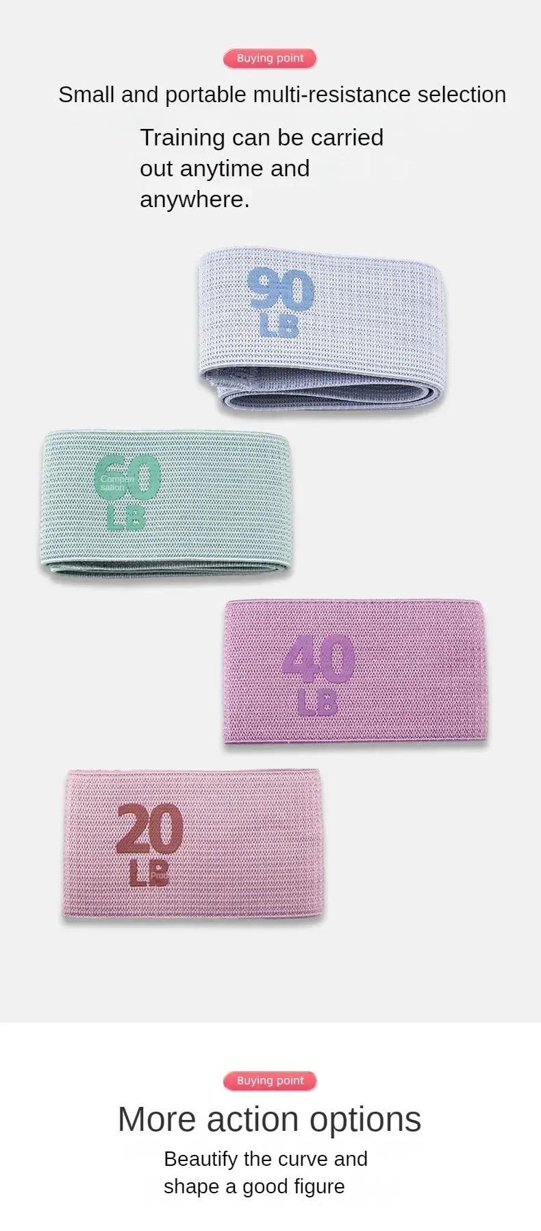 Banderas de Resistencia para Fitness Elásticas Equipo de Yoga Pilates para Entrenamiento en Gimnasio Expansor de Círculo de Cadera Flexbands Deportes y Salud - details 2