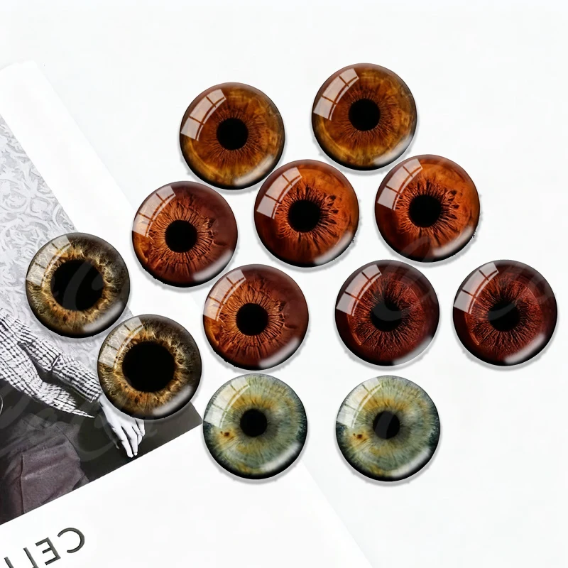 12Pcs 8-25mm Doll Glass Eye Round Dragon Cat Eyes Pupil Glass Cabochons DIY Accessories Doll Eye Chips