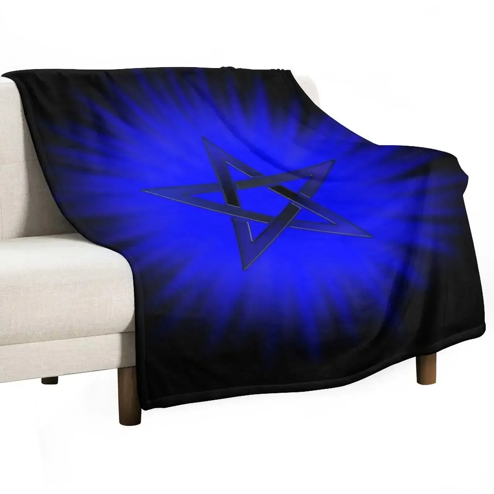

Blue Star Pentagram Throw Blanket Warm Flannel Blanket for Couch Chair Bedroom