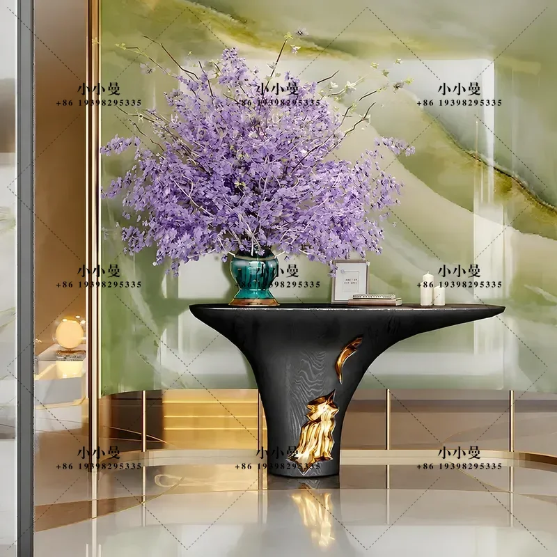 FRP Reception Desk for Hotel Lobby Office Building Beauty Home Model Room Electroplating Entrance Table Special Shaped