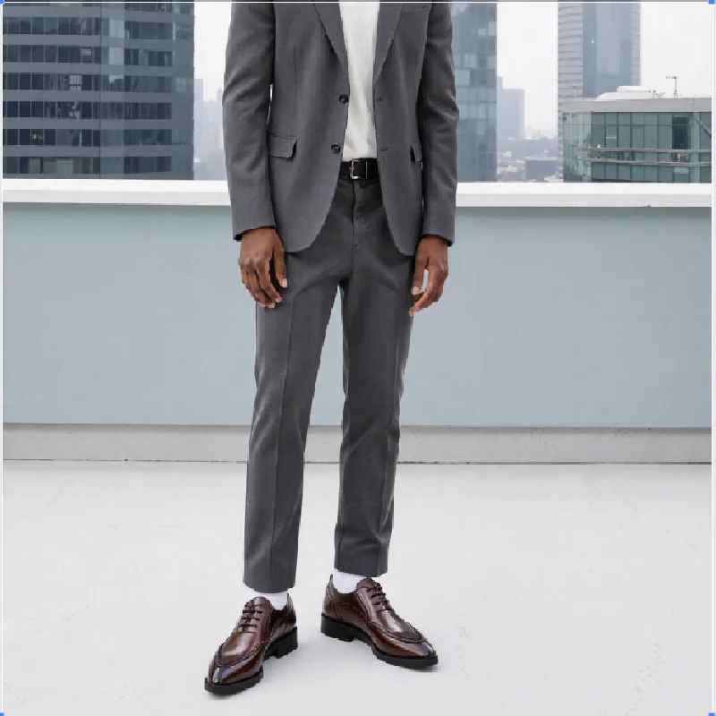 

European Station Men Fashionable Derby Shoes Pointed Toe Classic Lace Business Wear Leather Shoes Black Brown 37-45 Men Shoes