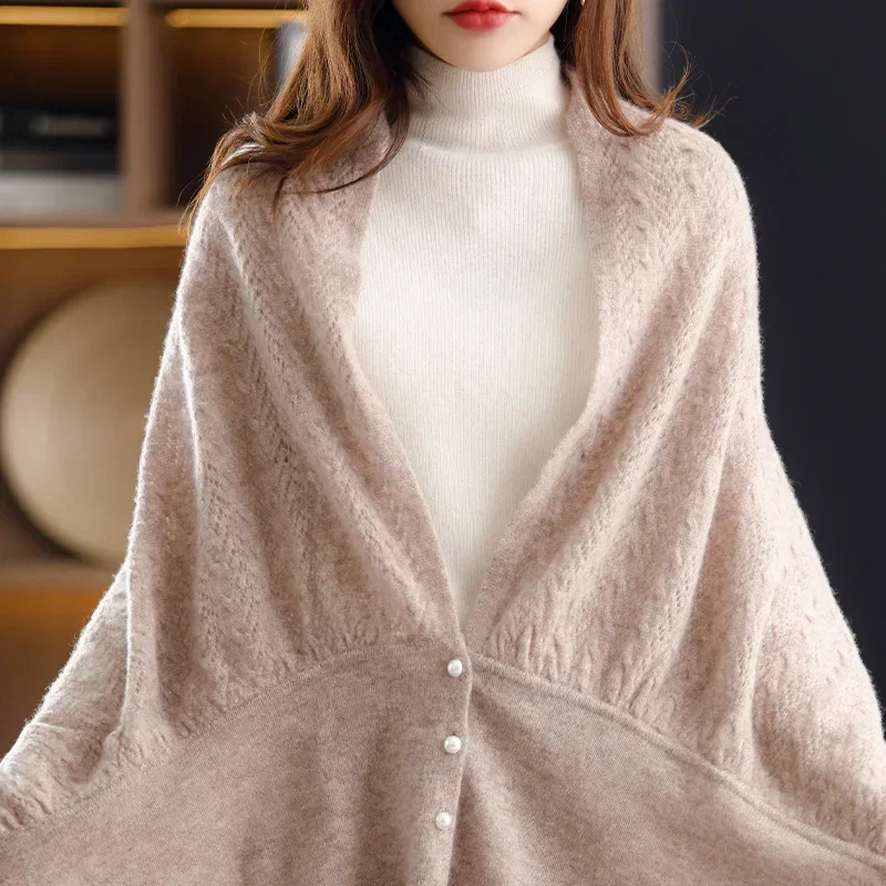 Tailor Sheep All-match  Knitted Pure Cashmere Scarf Women's High-end Autumn and Winter Wool Pearl Scarf Shawl