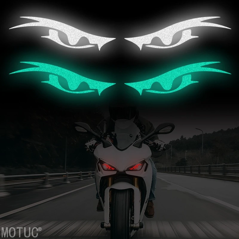1Pair Reflective Evil Eye Headlight Stickers, Waterproof Vinyl Decals for Motorcycle Car